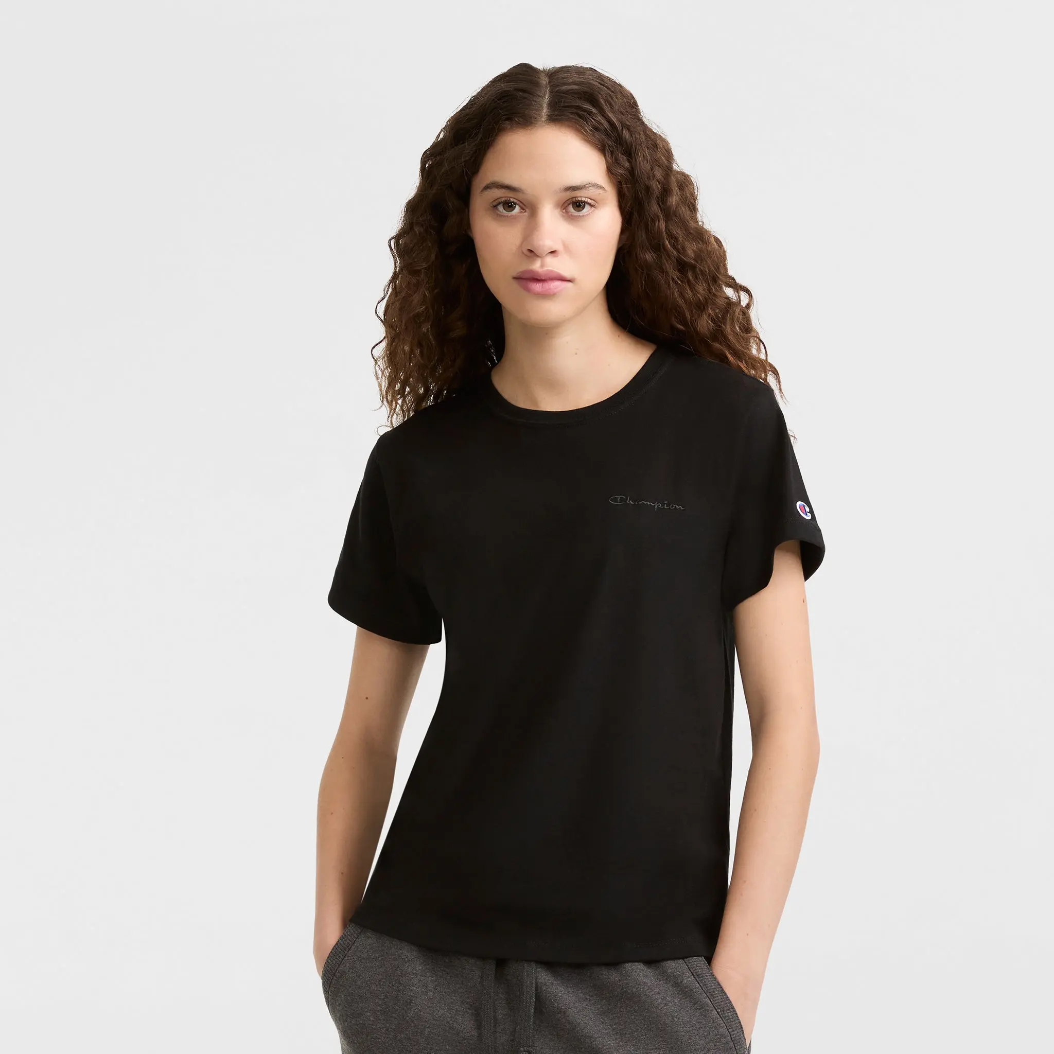 CHAMPION Women's Classic T-Shirt - Tonal Left Chest Script CHAMPION Women's Classic T-Shirt - Tonal Left Chest Script