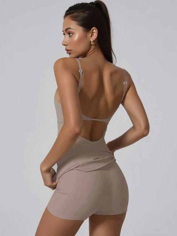 Women's Sports Dress with Built-In Bra Adjustable Straps Side Slit High-Low Hem for Golf Yoga Tennis Outdoor Activewear Stretchy Fabric for Tummy Control Support Yoga Apparel