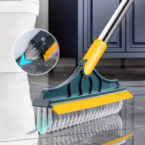 Floor Scrub Brush 2 In 1 Cleaning Brush Long Handle Removable Wiper Magic Broom Brush Squeegee Tile Kitchen Cleaning Tools Multipurpose Cleaning Tool