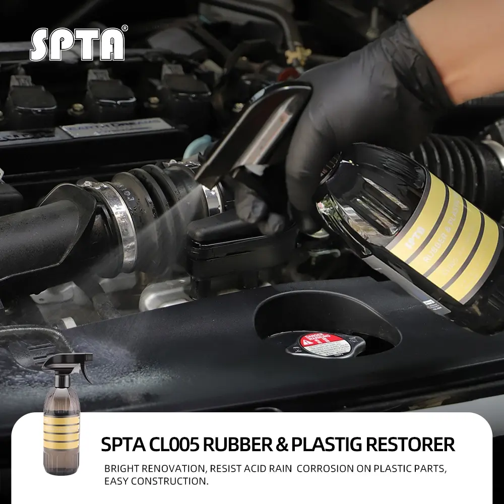 SPTA CL005 Rubber&Plastic Restorer ,Sprayable Extra Glossy Tire Shine Works on Rubber, Vinyl & Plastic Safe for Cars, Trucks&More