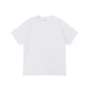 Men's American-style heavyweight white T-shirt with loose fit, short sleeves, solid color, perfect for summer.