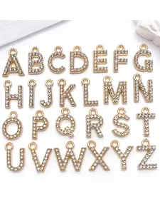 10/26pcs Rhinestones A-Z Alphabet Letter Charms Trendy Glitter Crystal Letter Beads for DIY Bracelet Necklace Earrings Choker Craft