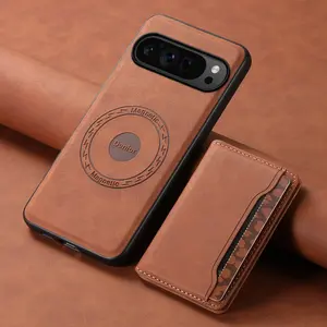 Wireless Charging Magnet Faux Leather Phone Case Card Holder Stand Smooth Surface Wallet 2-in-1 For Google Pixel 10 Pro XL 9 8A 7 6 For Unisex Relatives Friends And Elders Holiday Gift