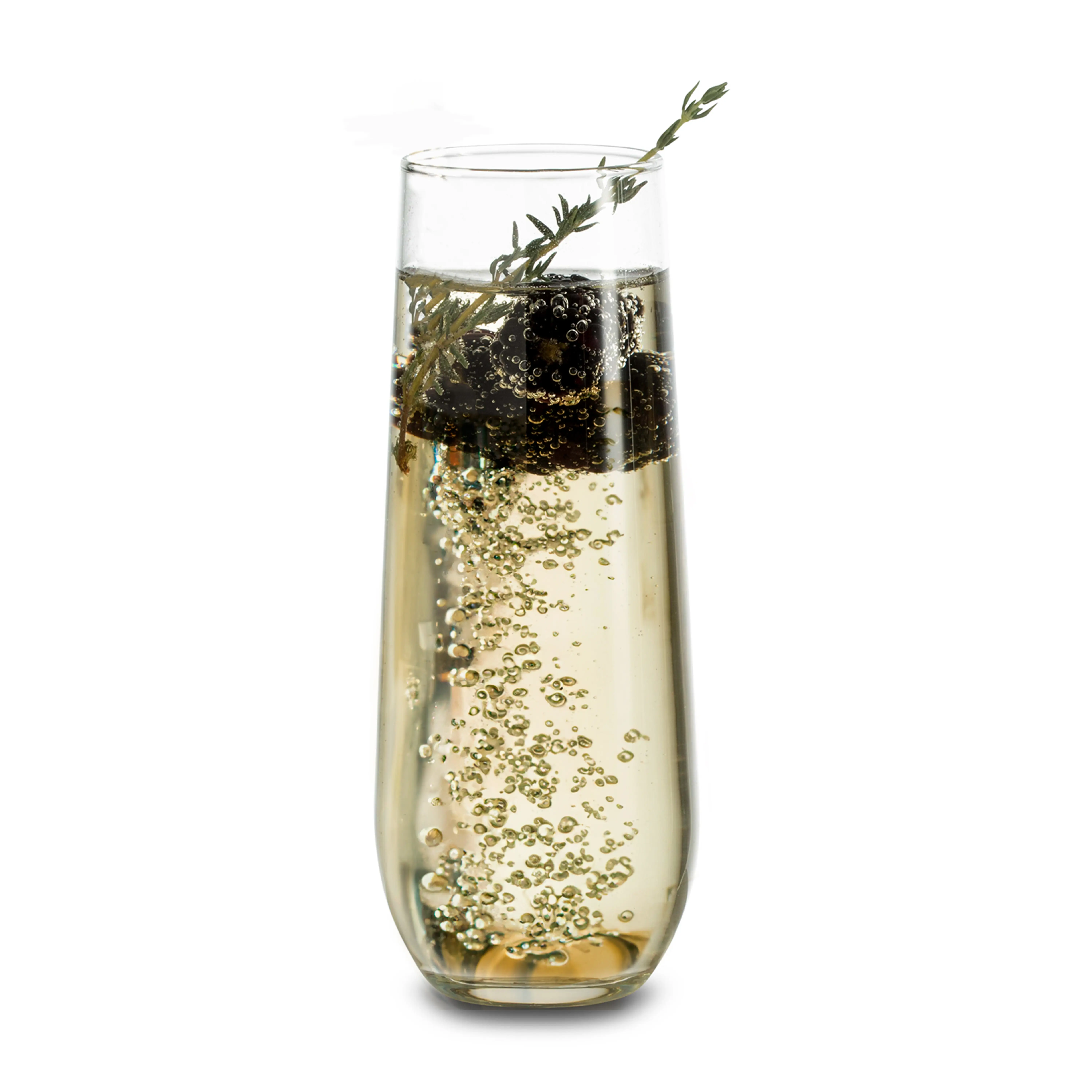Libbey 228 Stemless Champagne Flutes Glass Set of 12, Elegant 8.5 Oz Flute Glasses for Champagne, Clear Fluted Glassware