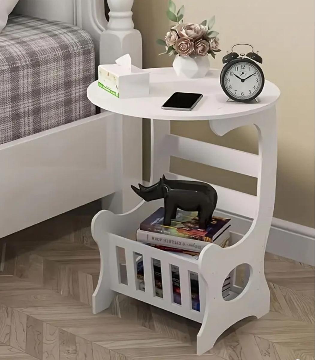 Multifunctional Bedside Table with Books and Magazines Storage - Compact Durable Plastic Design, Ideal for Small Spaces, Perfect for Living Room