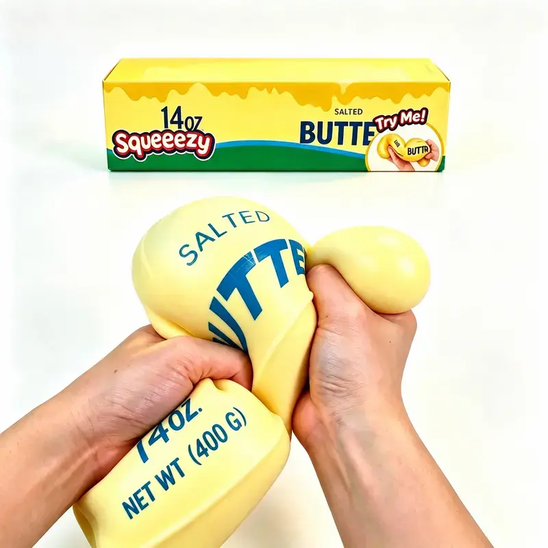TPR Safe Butter Stick Squeeze Stress Relief Toy, Slow‑Rebound Butter‑Shaped Decompression Fidget Squeeze Toy for Anxiety Relief