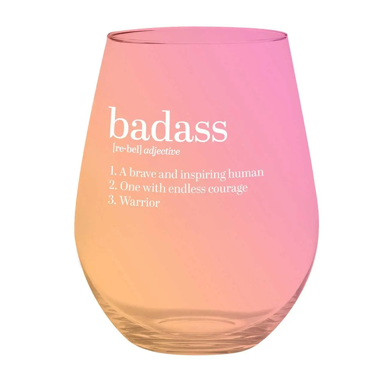 Slant Collections Set of 6 Badass Jumbo Stemless Wine Glass in Orange Pink Ombre 30 Oz Holds an Entire Bottle of Wine Drinkware Gift