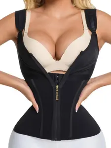 1 Count Women's Solid Color Adjustable Hook & Eye Closure Zipper Shapewear Tops, Underwear, Fajas, Tummy Control Corset, Waist Trainer, Sport Vest, Tight-Fitting Girdle, Waist Cincher, Shapewear Belts, Perfect For Daily Wear & Sports, Training, Womenswear