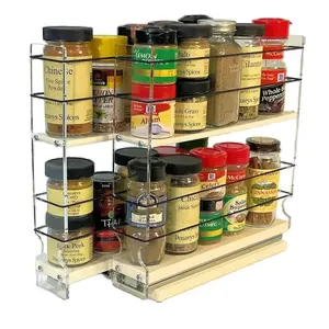 Cabinet Mounted Spice Rack Organizer - 2 Drawers, 20 Capacity - 4.6" Width x 10.75" Height x 10.6" Depth - Sliding Cabinet Organizer and Spice Jar Storage Drawers - 4.6'' W x 10.75'' H x 10.6" D by Vertical Spice