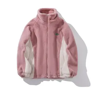 Men's Colorblock Zip Up Pocket Fleece Jacket, Casual Loose Long Sleeve Outerwear for Fall & Winter, Mens Clothing, Men's Clothes for Daily Wear Winter Jacket daily wear top