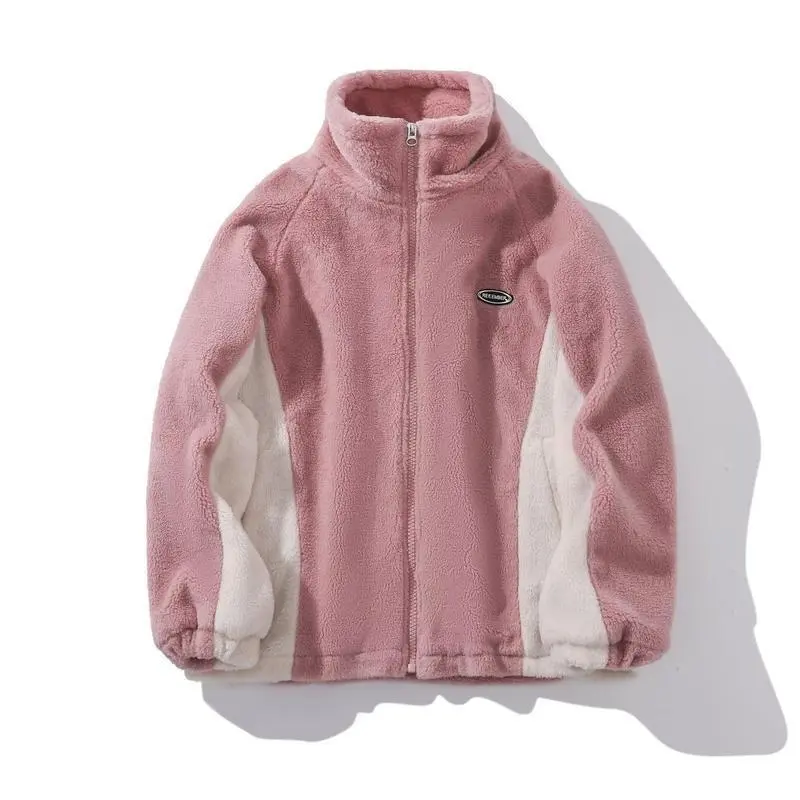Men's Colorblock Zip Up Pocket Fleece Jacket, Casual Loose Long Sleeve Outerwear for Fall & Winter, Mens Clothing, Men's Clothes for Daily Wear Winter Jacket daily wear top