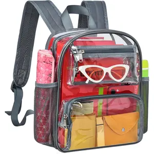 Clear Backpack Stadium Approved for Women and Men, Clear Bag for Stadium Events Concert Sporting Festival, Grey