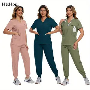 2-piece set for women and men: hospital nurse scrubs in jogger style, nursing uniform set, pet grooming workwear, nurse accessories