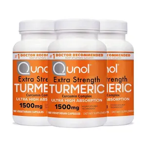 Qunol Turmeric Curcumin Supplement Turmeric 1500mg With Ultra High Absorption Joint Support Supplement Extra Strength Turmeric Capsules 2 Month Supply 180 Count (Pack of 3)