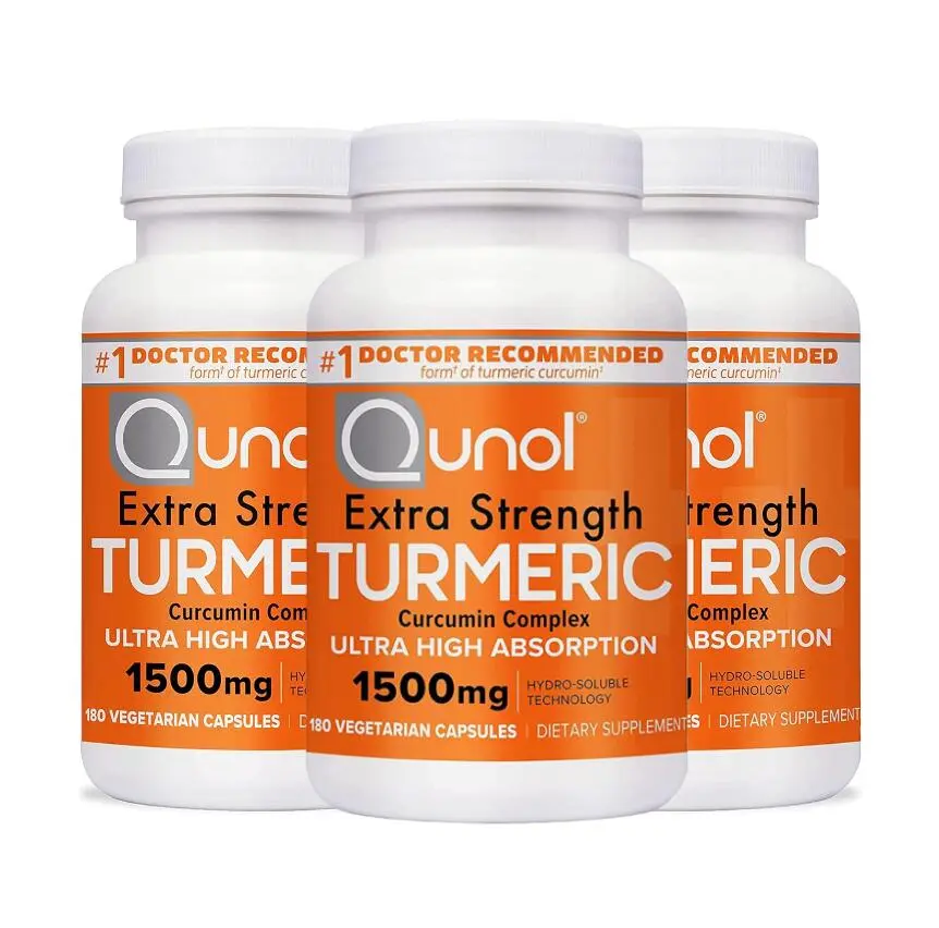 Qunol Turmeric Curcumin Supplement Turmeric 1500mg With Ultra High Absorption Joint Support Supplement Extra Strength Turmeric Capsules 2 Month Supply 180 Count (Pack of 3)