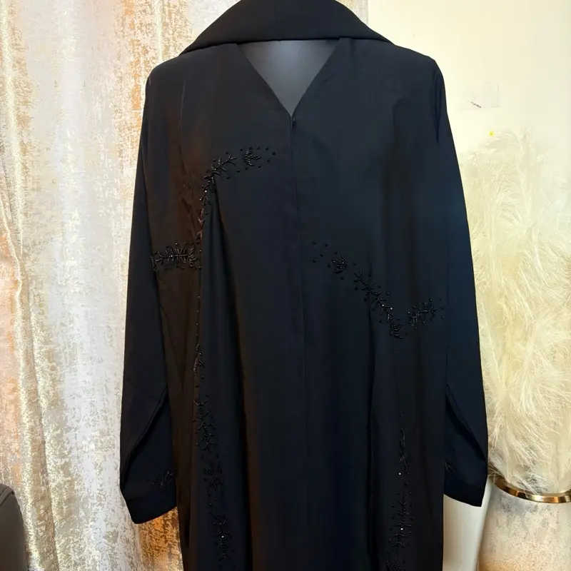 Ghosn Black Beaded Abaya