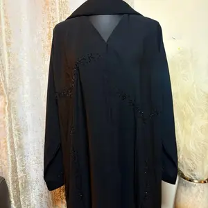Ghosn Black Beaded Abaya