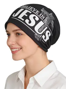 Comfortable and Soft Cultural Element Design Beanie Hat, Ombre Pattern Skull Cap Headwear, Casual Fitted Style for All Seasons