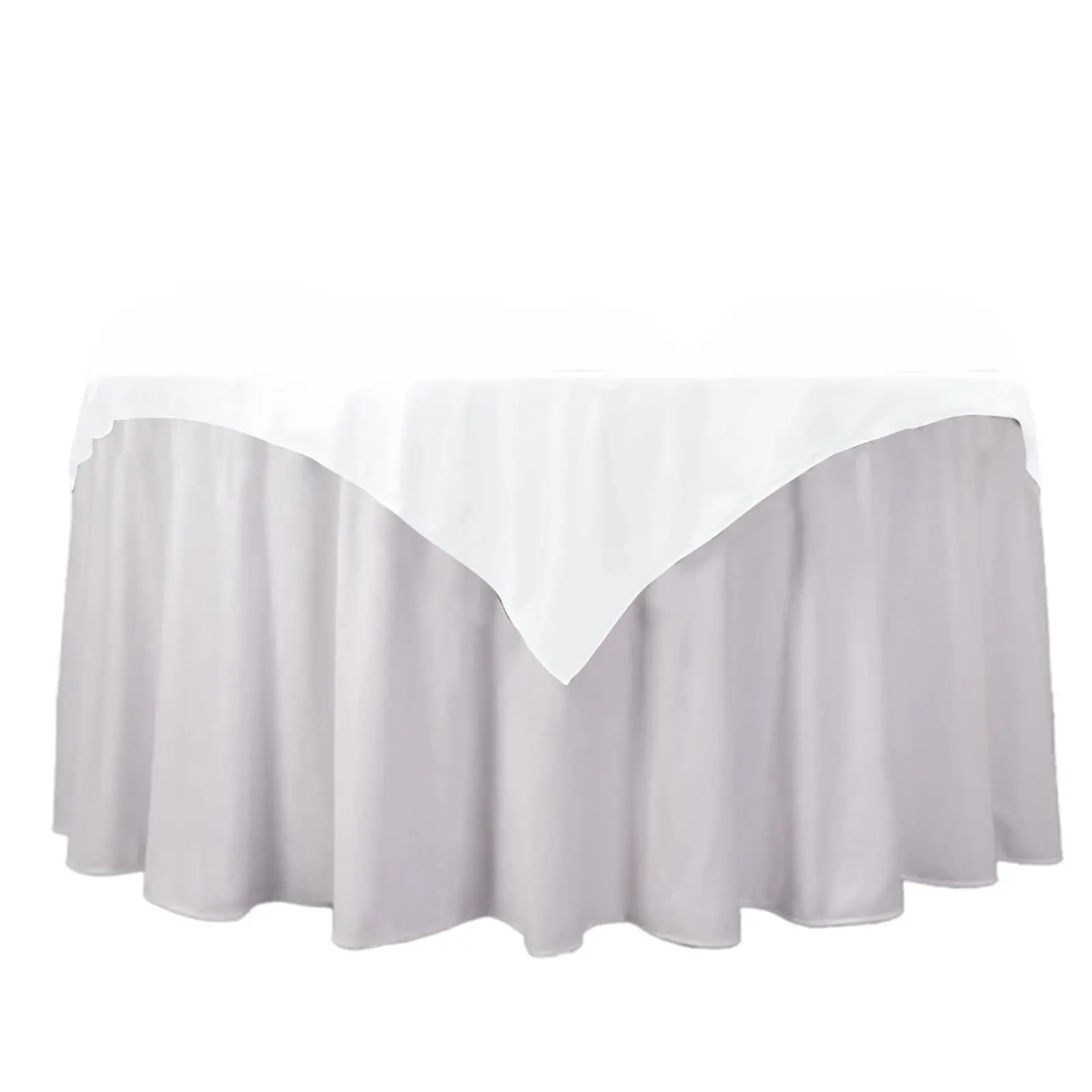 White Scuba Square Table Overlay - 54"x54" Wrinkle-Free, Stain-Resistant Table Cover for Party Decor