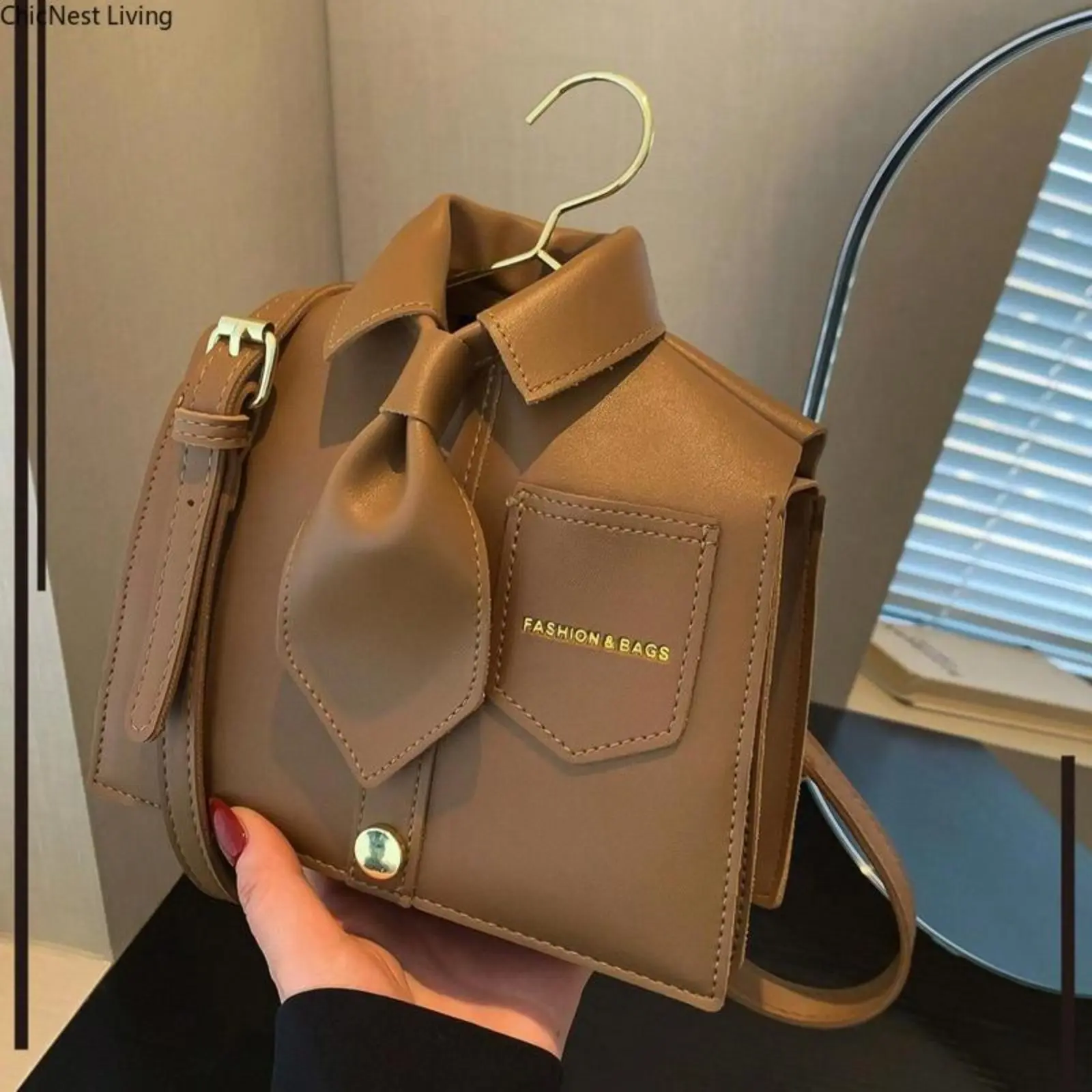 Women'S Collapsible Collar Design Crossbody Bag - Solid Color Faux Leather, Magnetic Closure, Polyester Lined, Edged Paint Detail, No Accessories - Chic Phone Purse, Unique Gift Idea bracelet men woman luck unisex hypoallergenic fashion jewelry gift,summe