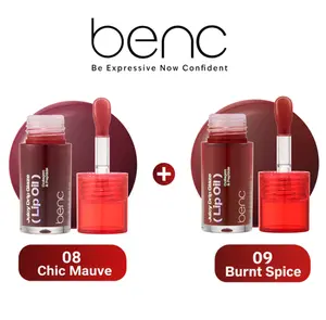 BENC Best Seller DUO - 08 Chic Mauve + 09 Burnt Spice | Chili Berry & Burnt Mahogany Mood | Perfect Lip Combo for It-Girl Makeup | Collagen & Peptide Dimensional Finish | Stocking Stuffers & Gift Picks