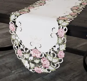 Linens Art And Things - Pink Rose Table Runner (15"x53")