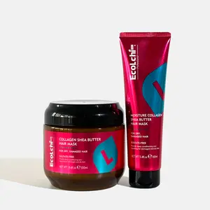 ECOLCHIPRO Collagen Shea Butter Hair Mask Set Deep Repair Conditioning Moisture Collagen Shea Butter Hair Treatment for Dry and Damaged Hair All Hair Types 550ml+160ml Argan Oil