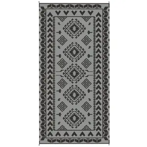 Lightweight foldable black gray rhombus patchwork mat easy clean for RV camping lawn garden outdoor relaxation