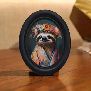 Vintage Art Style Sloth Wreath Wall Decor, Perfect for Halloween Christmas Thanksgiving Home Office Decoration, Room Wall Hanging