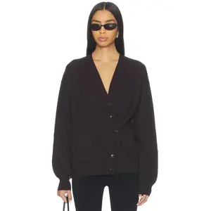 EAVES Kitt Convertible Cardigan in Brown Mahogany