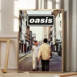 1pc Canvas Wall Art Poster Inspired By The Oasis Album, Features Bright Colors Like Sky Blue, Ginger Yellow, Mixed Shades, White, Pink, And Black. It'S An Decor Piece Perfect For Music Lovers In Living Rooms And Bedrooms.Canvas Wall Art,Posters For Room D