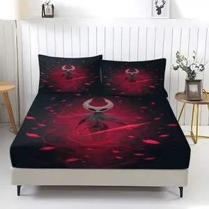 "Hollow Knight" Fitted Sheet,Home Bedding Set,Bedding Supplies,Including 1 Bed Sheet and 2 Pillowcases,Anti Slip Dust Cover Suitable for Bedrooms and Guest Rooms,Suitable for Personal Use or Gift Giving