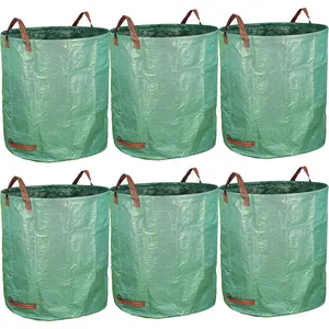 6-Pack 72 Gallon Yard  Bags,  Heavy Duty Collapsible Garden Leaf Bags with Plastic Ring, Stand-Up Yard  Bin for Leaves, Lawn Debris & Grass Clippings