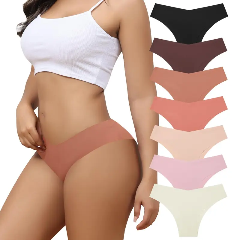 LEVAO Women's Seamless Cheeky Bikini Panties - Leggings-Inspired No Show V-Cut Underwear, Charming Chic Breathable Stretch Fabric, 100% Cotton Crotch, Cold Wash, S-XL, Suitable for Dress Wear