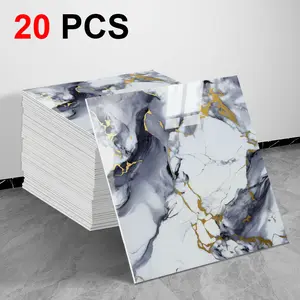 Self-Adhesive Marble Wall Stickers, Set of 20 Pieces, Waterproof Oilproof Heat Resistant, Living Room Store Decoration, 11.81x11.81 Inch, Marble Pattern Wallpaper, Marble Backsplash Wallpaper