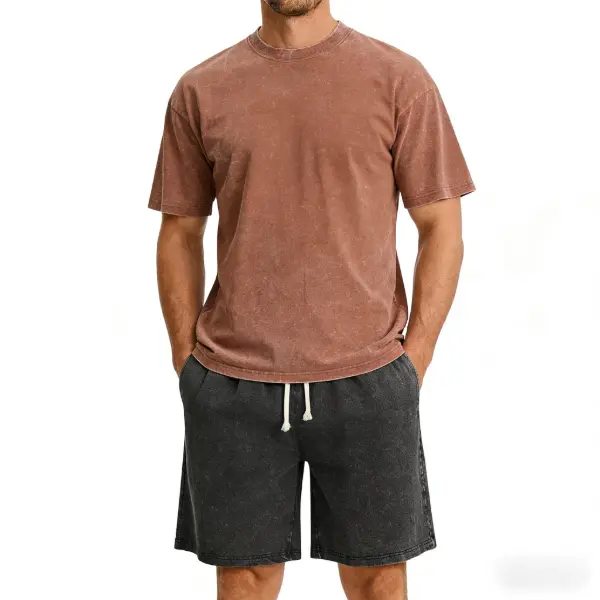 Brown + washed black shorts