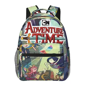 Adventure Time backpack with large capacity — laptop backpack for daily commuting, business, and hiking; cartoon casual Adventure Time merchandise travel daypack and school bag for kids, women, men, and gift giving.