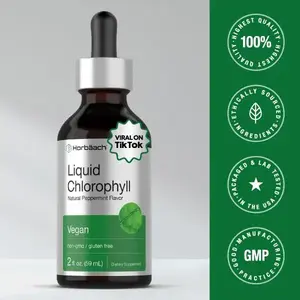 5pack Horbäach Liquid Chlorophyll Drops | 2 oz | Vegan, Non-GMO, and Gluten Free Formula | Natural Peppermint Flavor Fitness