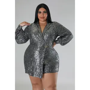 Gracie Babe - Semi stretch Sequin Romper - Plus Size