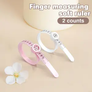 2 Counts Ring Sizer 1-17 Measuring Tool with Magnified Glass, Reusable Finger Size Gauge Jewelry Sizing Tool USA Rings Size