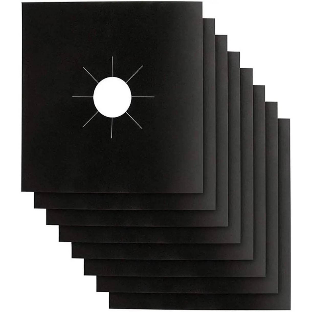 8 Packs Stove Burner Covers - Gas Stove Protectors Black 0.2mm Double Thickness, Reusable, Non-Stick, Fast Clean Liners for Kitchen/Cooking. Stove top Covers Gas Burners Size 10.6" x 10.6" BPA Free