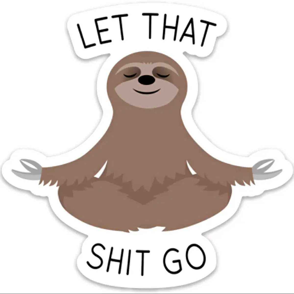 6-pack funny sloth let that go sticker 4.5" waterproof