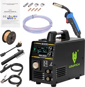 200A MIG Welder 110V/220V, Flux MIG/MIG/Single Pulse MIG/Stick/Lift TIG 5 In 1 MIG Welding Machine With LED Display, Heavy Duty Aluminum Flux Cored MIG Welder For Indoor Outdoor