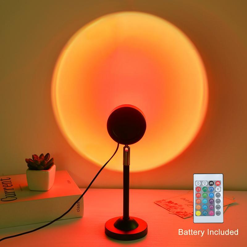 Fall Sunset Lamp Projector Light 180° Adjustable Sunset Mood Lamp, 4 Modes, Remote Control RGB Ambient Night Light for Bedroom, Gaming Room, Live Streaming Photography & Parties home wall decor party live streaming Halloween
