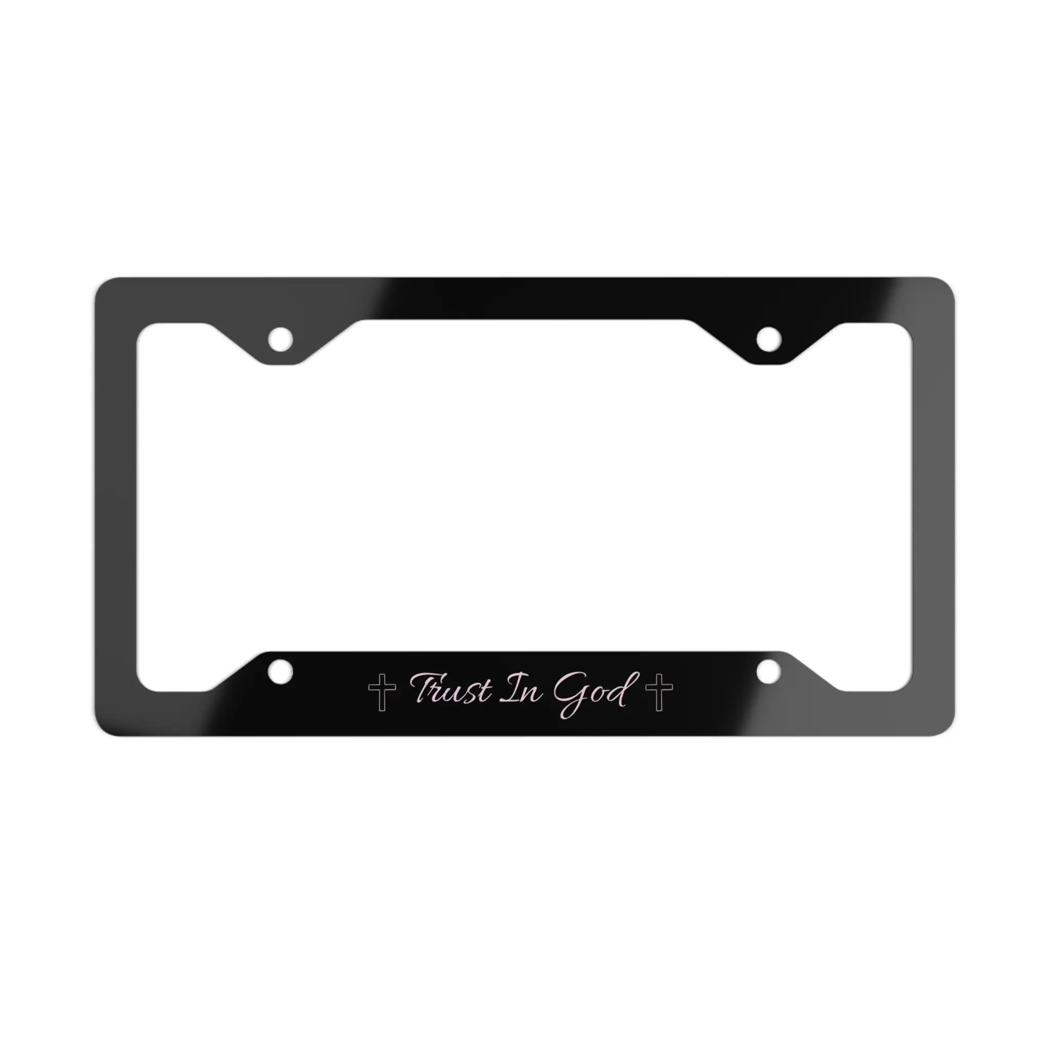 Trust In God metal license plate frame | Christian cross scripture