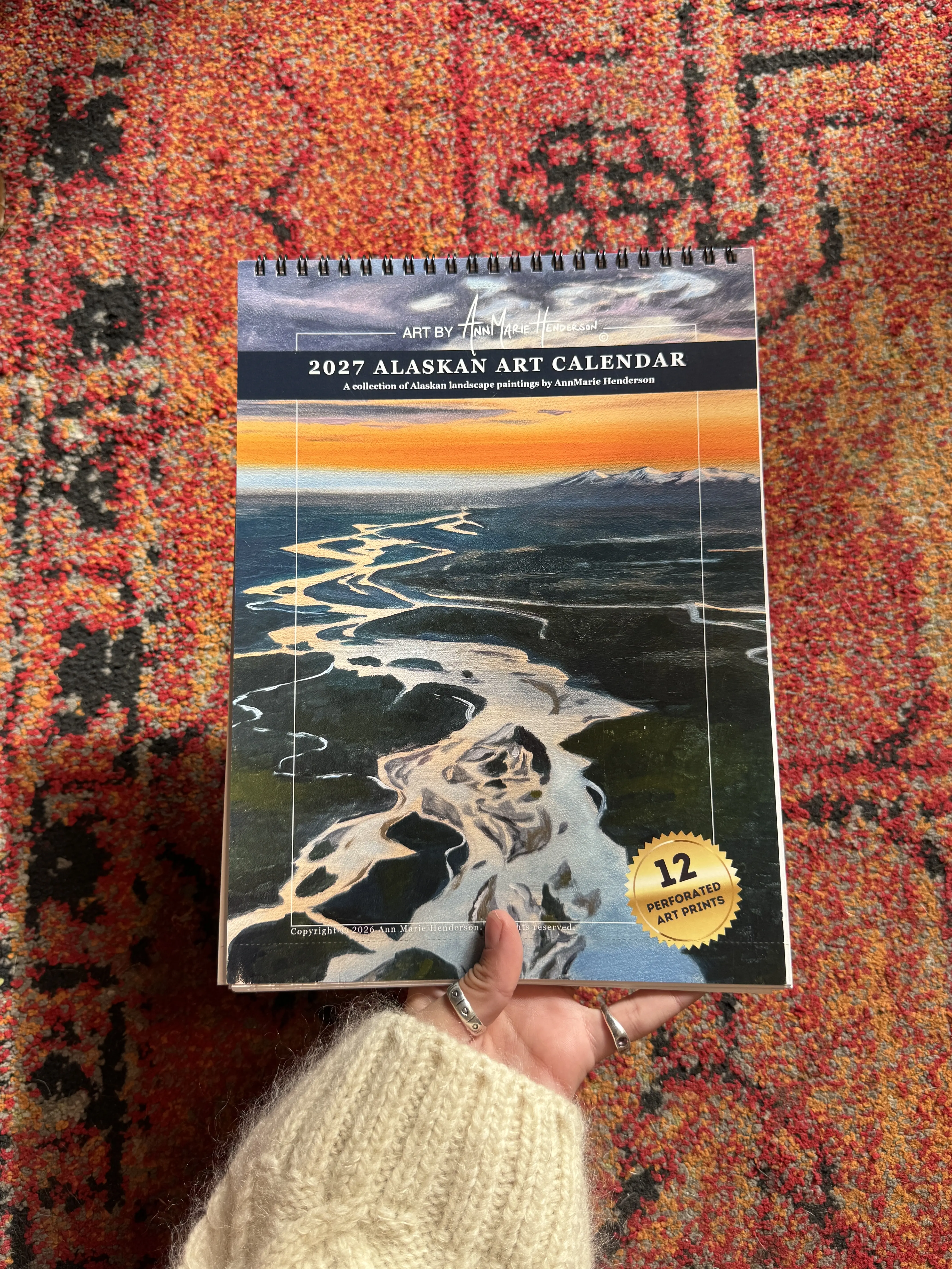 2027 Alaska Art Calendar, 12 Perforated Art Prints, HUMAN made art