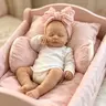 20-inch Reborn Newborn Baby Doll - White Onesie, Hand-Painted Details, Soft Cloth Body, Sleeping Design, Rooted Hair, Vinyl Limbs, Unisex Pretend Feeding Toy, Cute Doll Ideal for Bedtime Routines, Birthday & Christmas Gifts