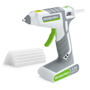 #Summervibes WORKPRO 7.2V Cordless Hot Melt Glue Gun, Rechargeable Fast Preheating Glue Gun Kit with 20 Pc Premium Mini Glue Stick, Automatic-Power-Off Glue Gun for Art, Craft, Decoration, USB Type-C Cable Include