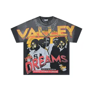 Vale Vintage Washed Streetwear T-Shirt, Bling Rhinestone Heat Transfer Print, Retro American High Street Singer Portrait & Letter Graphic, Y2K Hip Hop Summer Cotton Crew Neck Short Sleeve Tee