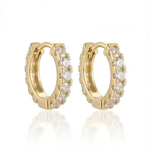 Mini staple Huggies brass gold plated